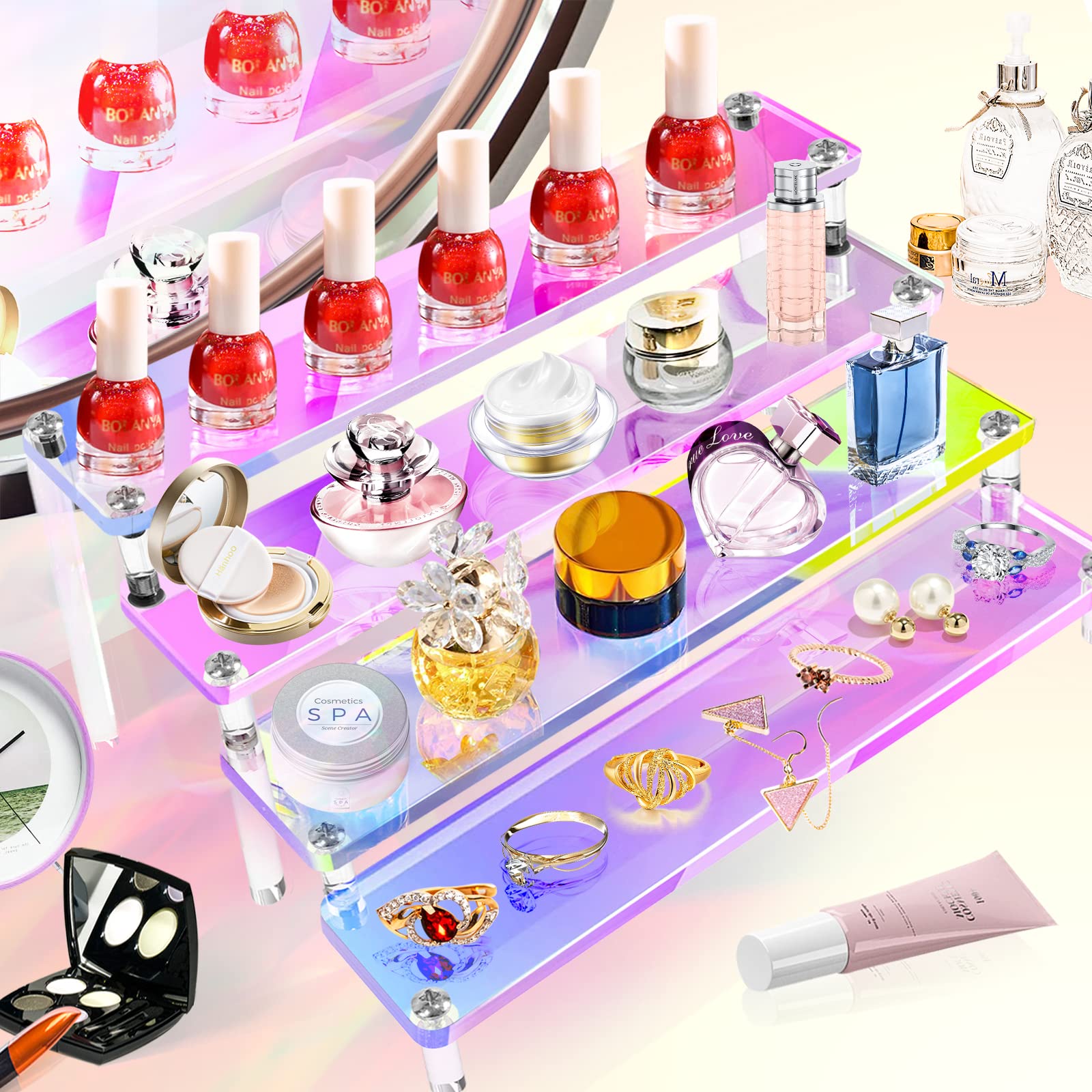 무지개 빛깔 아크릴 디스플레이 라이저 스탠드 선반, 컵 - Perfume Villa Fragrance 리뷰 및 가격